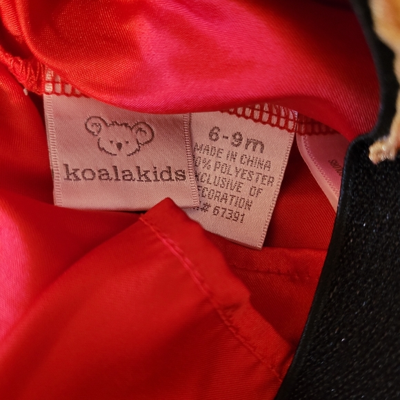 Koala Kids Red Tulle Tutu Skirt 6-9 Months Lined Black Waist with Gold Sparkle - Picture 4 of 4